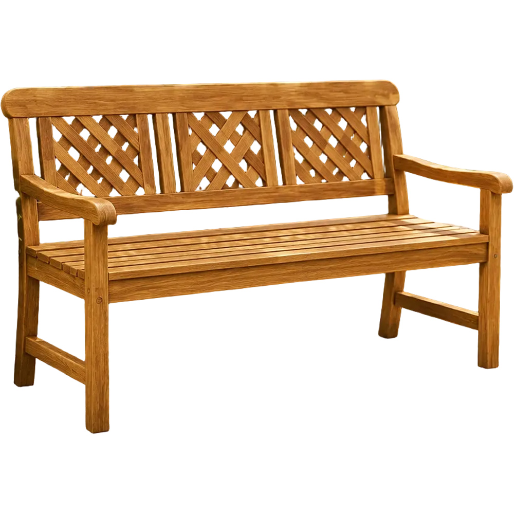 Modcraft 3 Seater Brown Eucalyptus Wood Garden Bench Image 2