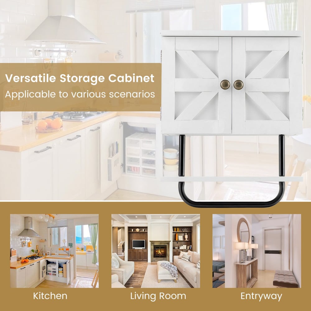 Costway 2 Door Single Shelf White Wall Mounted Bathroom Cabinet Image 7