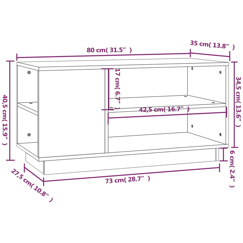 vidaXL 4 Shelf Grey Solid Pine TV Cabinet Image 9