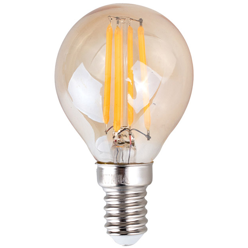 ValueLights 6 Pack SES E14 4W LED Filament Amber Tinted Golfball Light Bulbs Image 1
