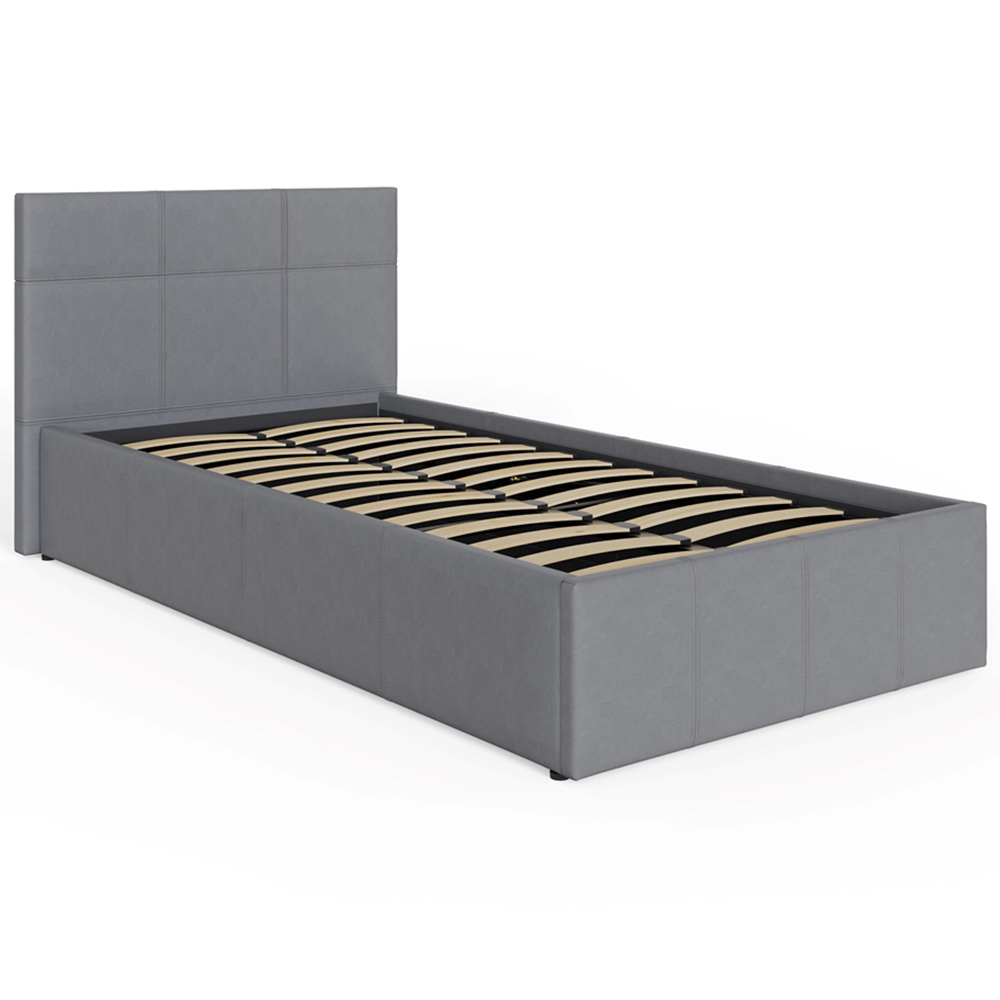 GFW Single Grey Faux Leather End Lift Ottoman Bed with Bonnell Mattress Image 3