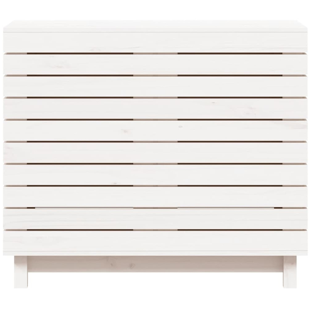 vidaXL White Solid Pine Wood Laundry Basket 88.5 x 44 x 76cm Image 4