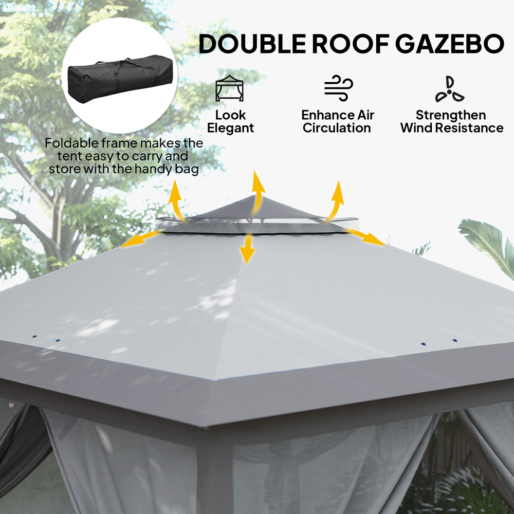 Outsunny 3.3 x 3.3m 2-Tier Grey Pop Up Gazebo Image 4