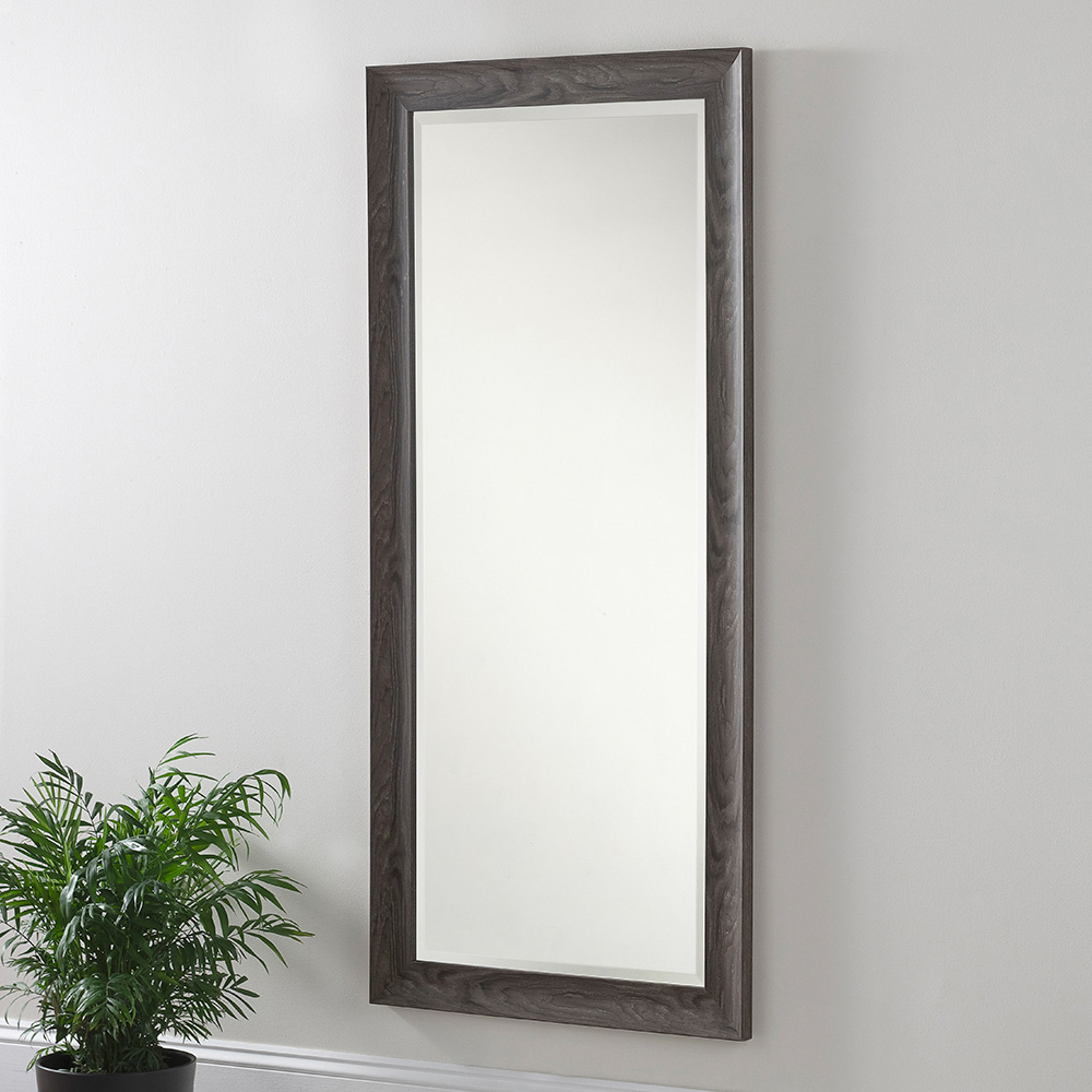 Yearn Light Grey Scooped Grained Bevelled Full Length Mirror 167.5 x 76cm Image 2