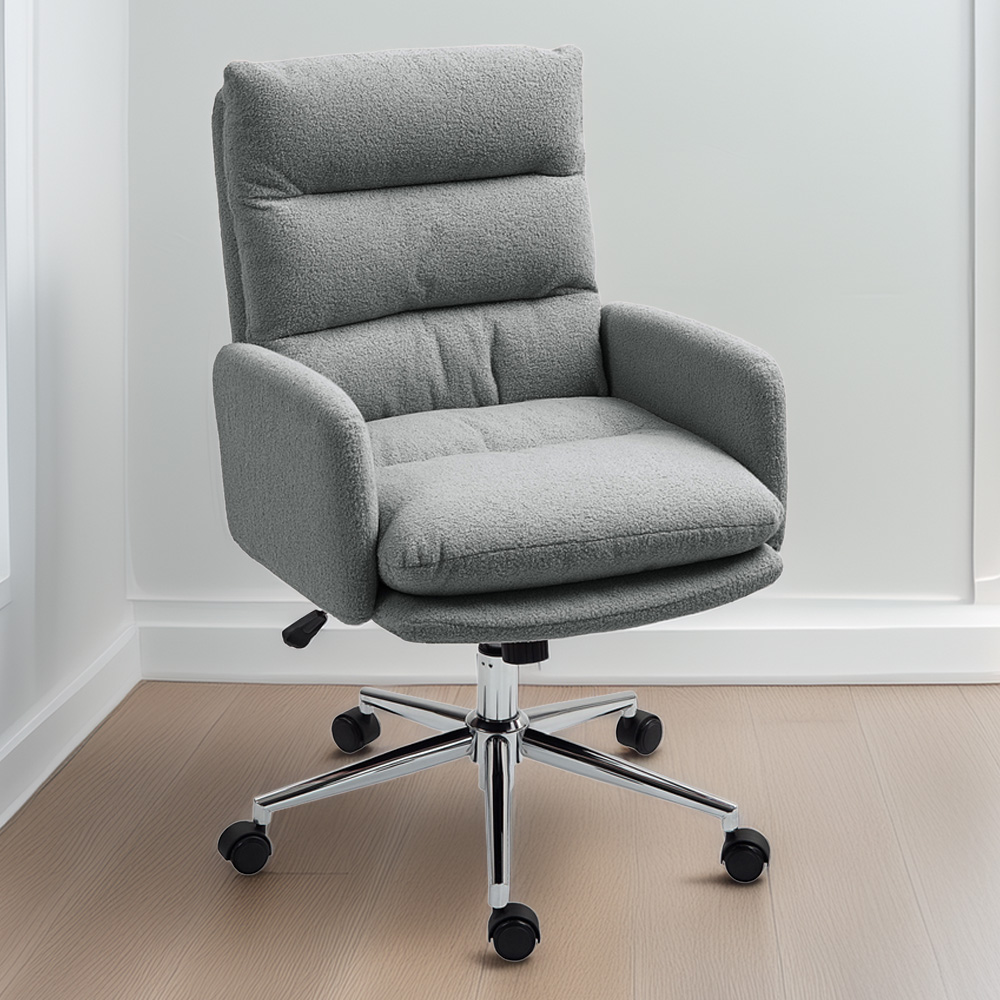 Portland Grey Upholstered Height Adjustable Office Desk Chair Image 1