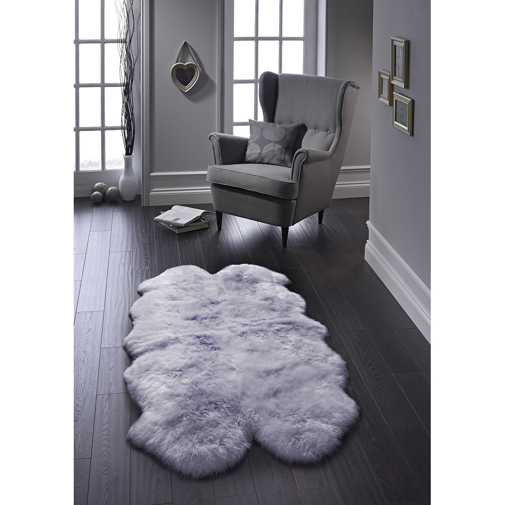 Origins Genuine Sheepskin Grey Quad New Zealand Wool Rug 160 x 105cm Image 3