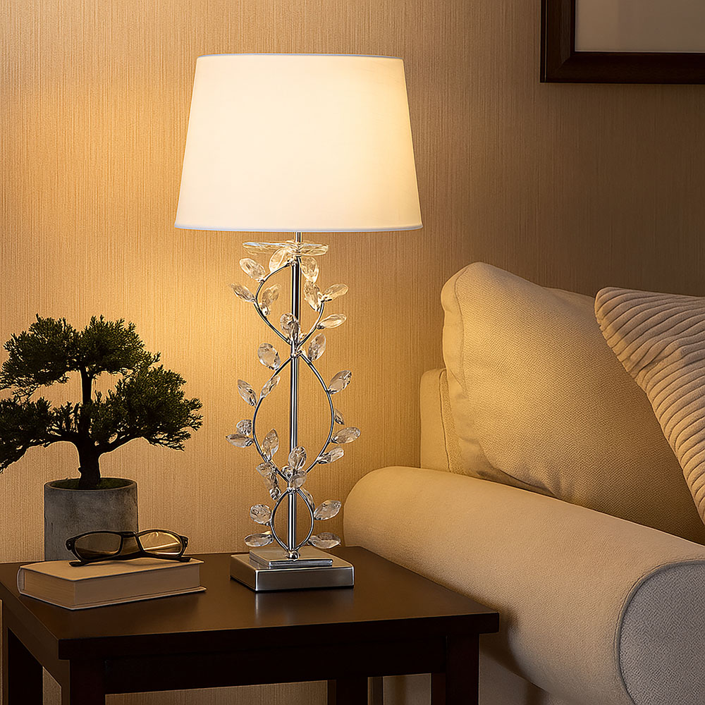 Lighting Collection Whittaker Chrome and Glass Electric Table Lamp Image 2