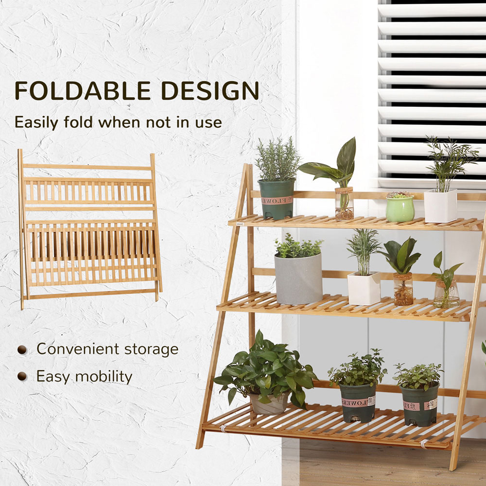 Outsunny 3-Tier Wooden Foldable Plant Stand Image 5