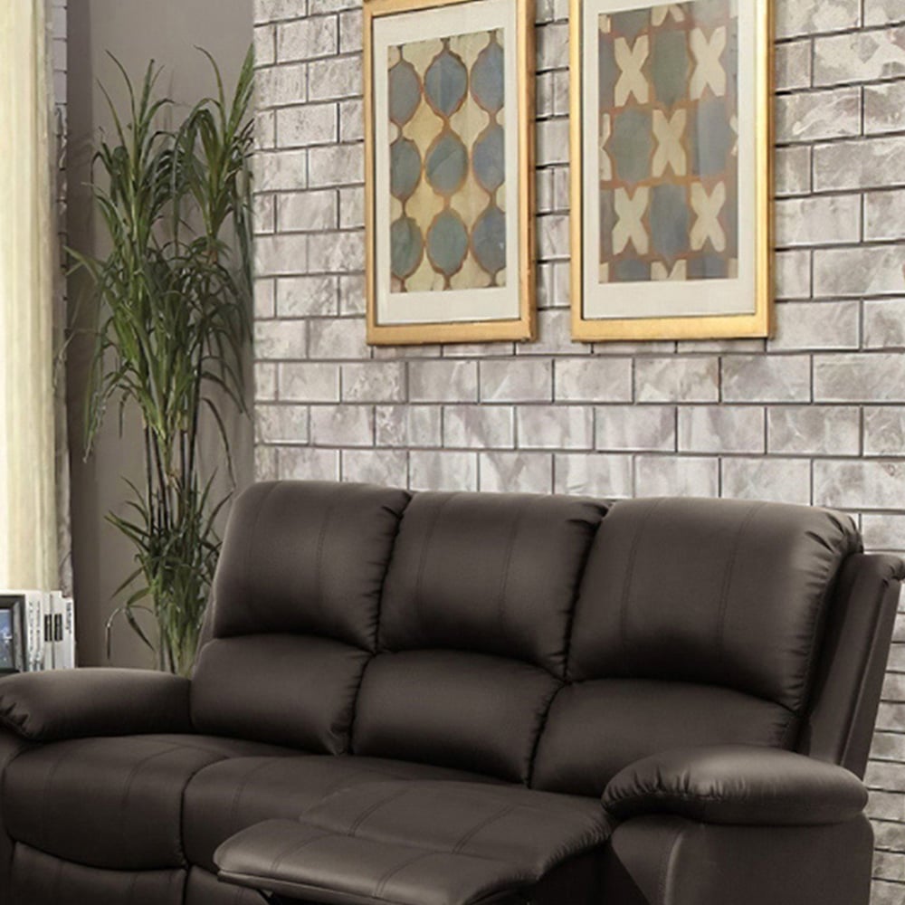 Brooklyn 5 Seater Brown Bonded Leather Manual Recliner Sofa Set Image 3