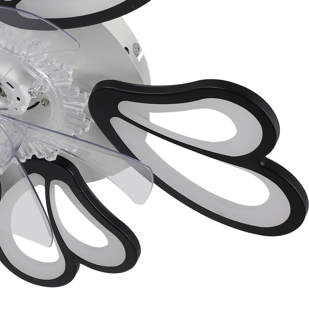Living and Home Black Double Petal Ceiling Fan Light with Remote Control and Bluetooth 25 inch Image 4
