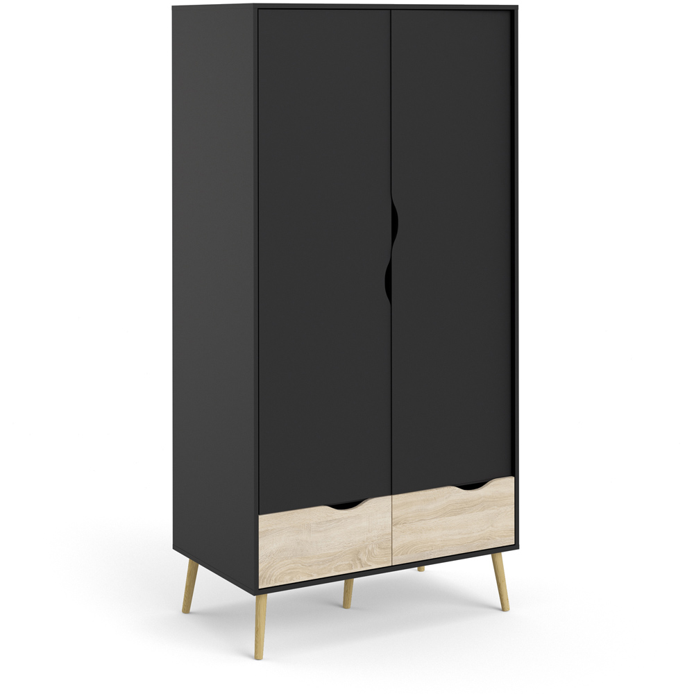 Florence 2 Door 2 Drawer Black and Oak Wardrobe Image 2