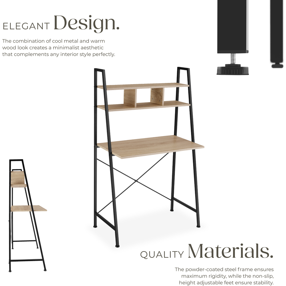 tectake Exeter Oak Sonoma Desk with Overhead Shelf Image 4