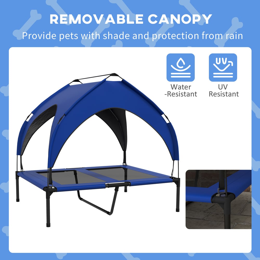 PawHut Dark Blue Cooling Raised Pet Bed Image 6