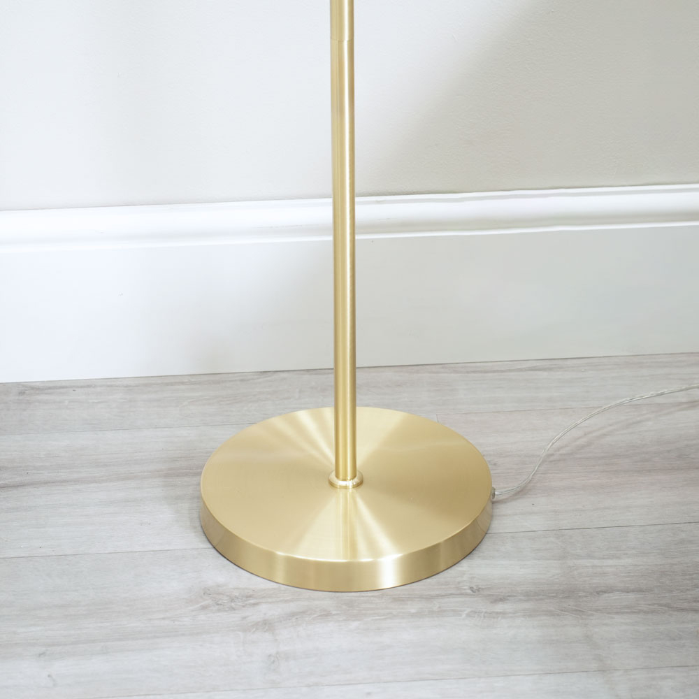 ValueLights Frenchie Pink Tinted Globe Gold Stem LED Floor Lamp Image 4