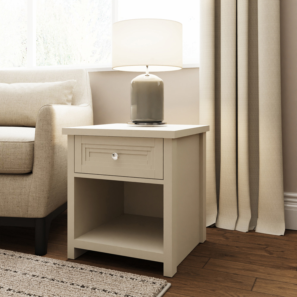 GFW Oakley Single Drawer Single Shelf Stone Lamp Table Image 7