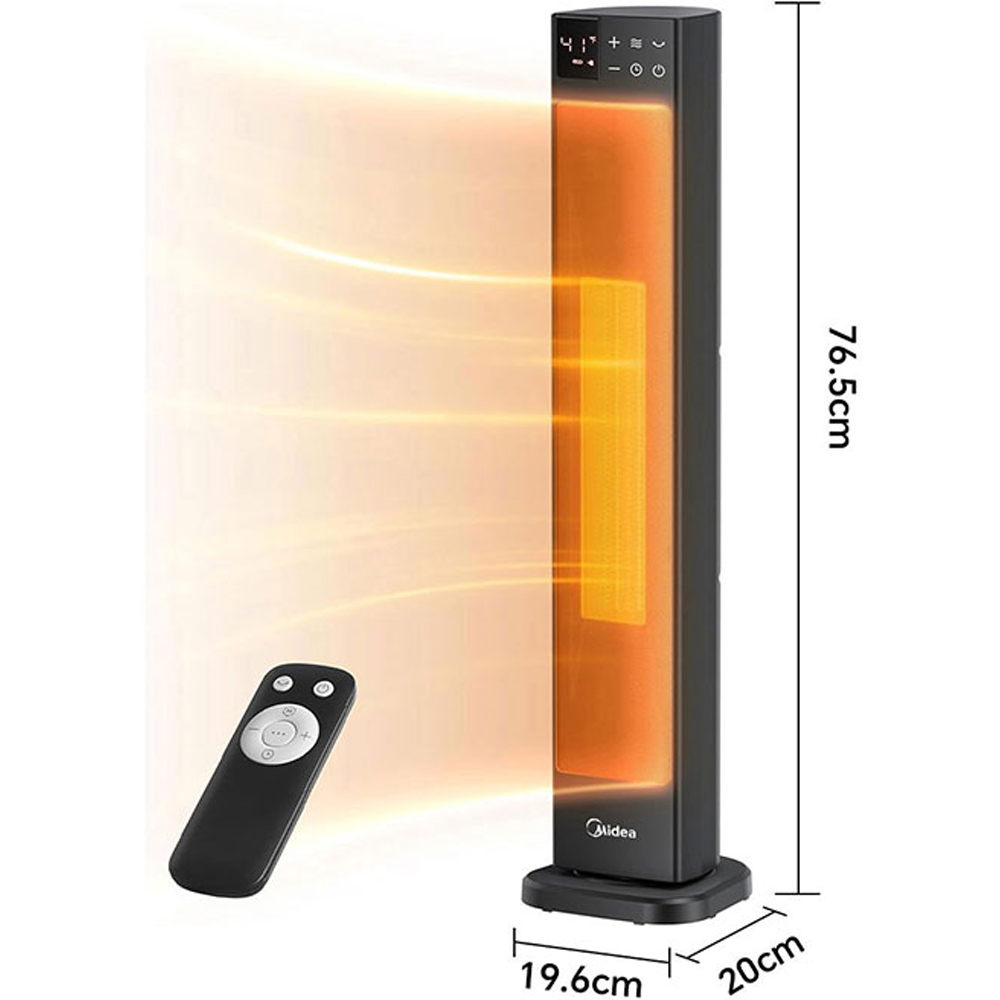 Midea AJ0882 Black Electric Heater with Thermostat and Remote Control 2000W Image 4