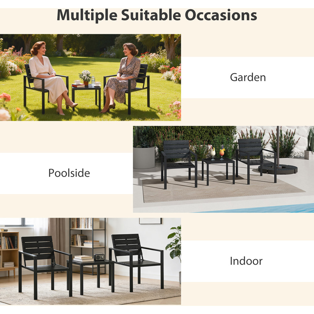 Outsunny 2 Seater Black Garden Bistro Set Image 8