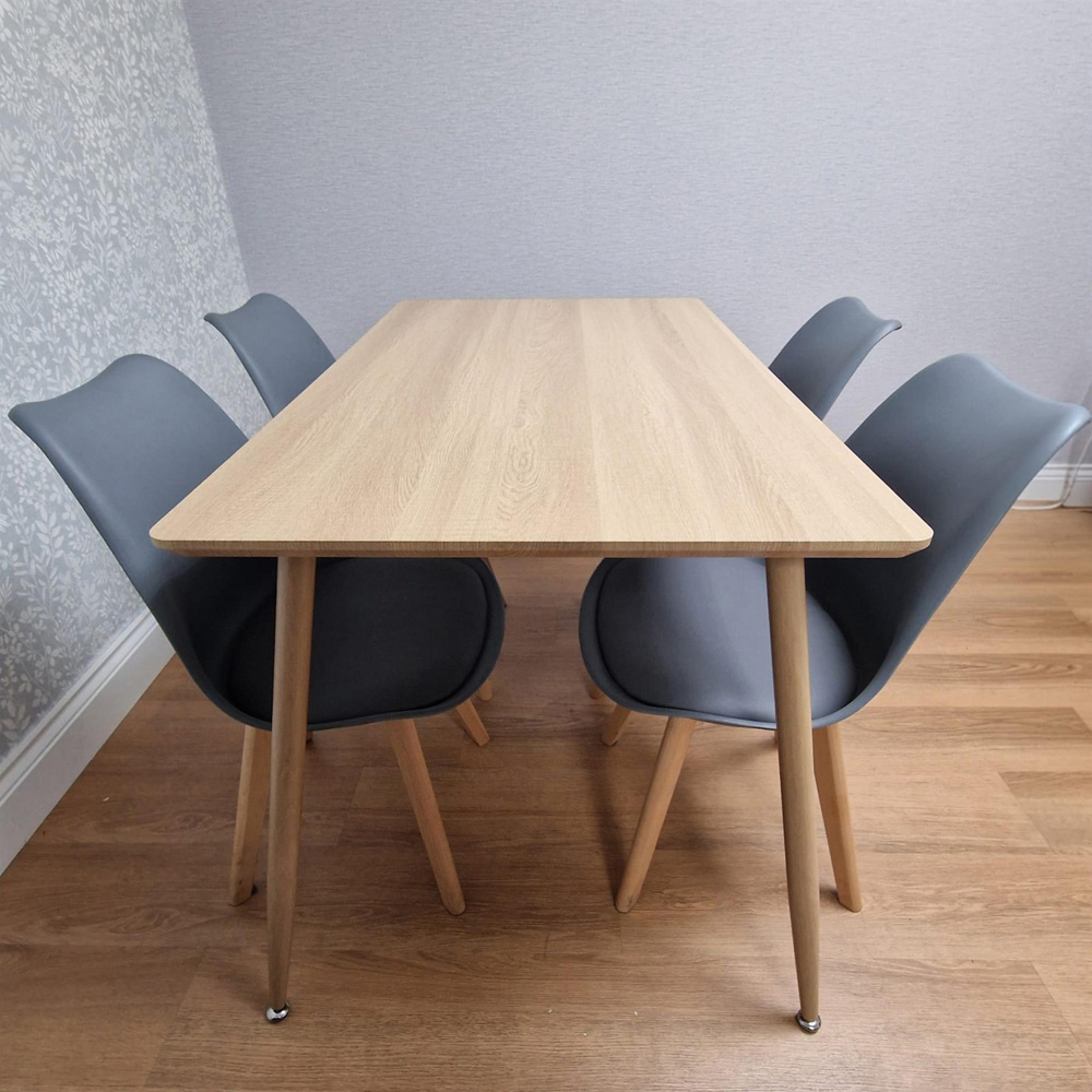 Kosy Koala 4 Seater Tulip Faux Leather Wooden Dining Set Grey Image 6