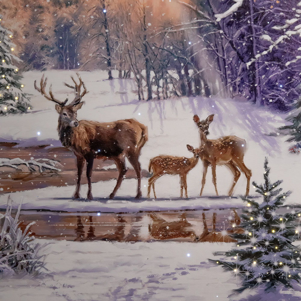 Samuel Alexander Warm and Twinkling White LED Family of Deers Canvas 40 x 40cm  Image 7
