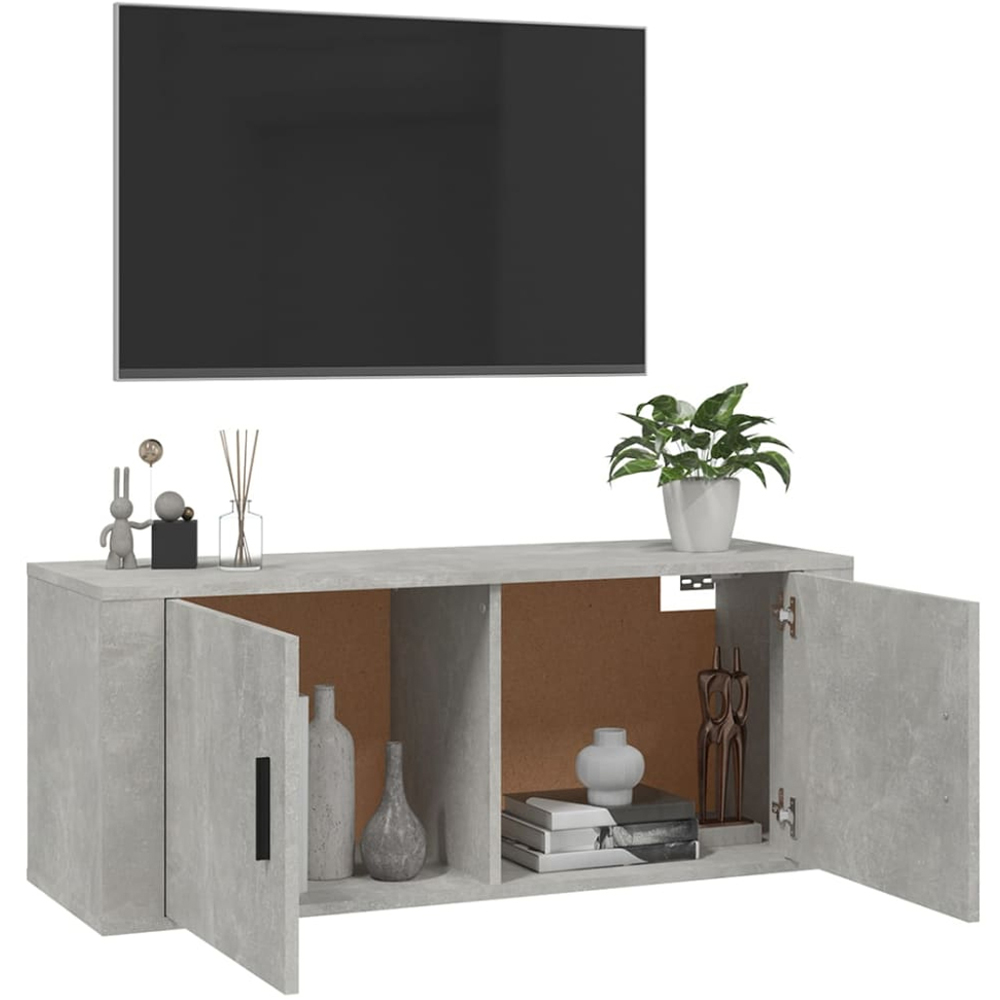 vidaXL 2 Door Concrete Grey Wall Mounted Wide TV Cabinet Image 5