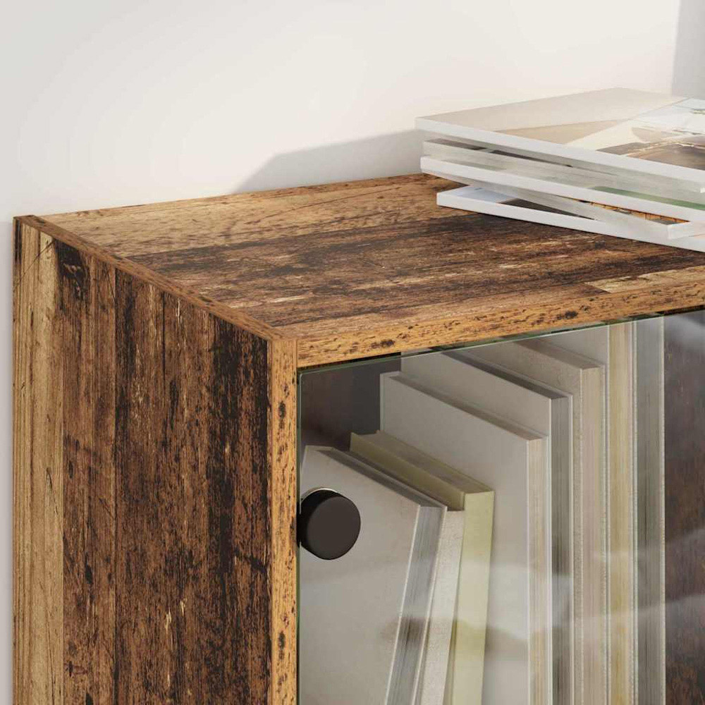 vidaXL 4 Glass Door Old Wood Sideboard Image 4