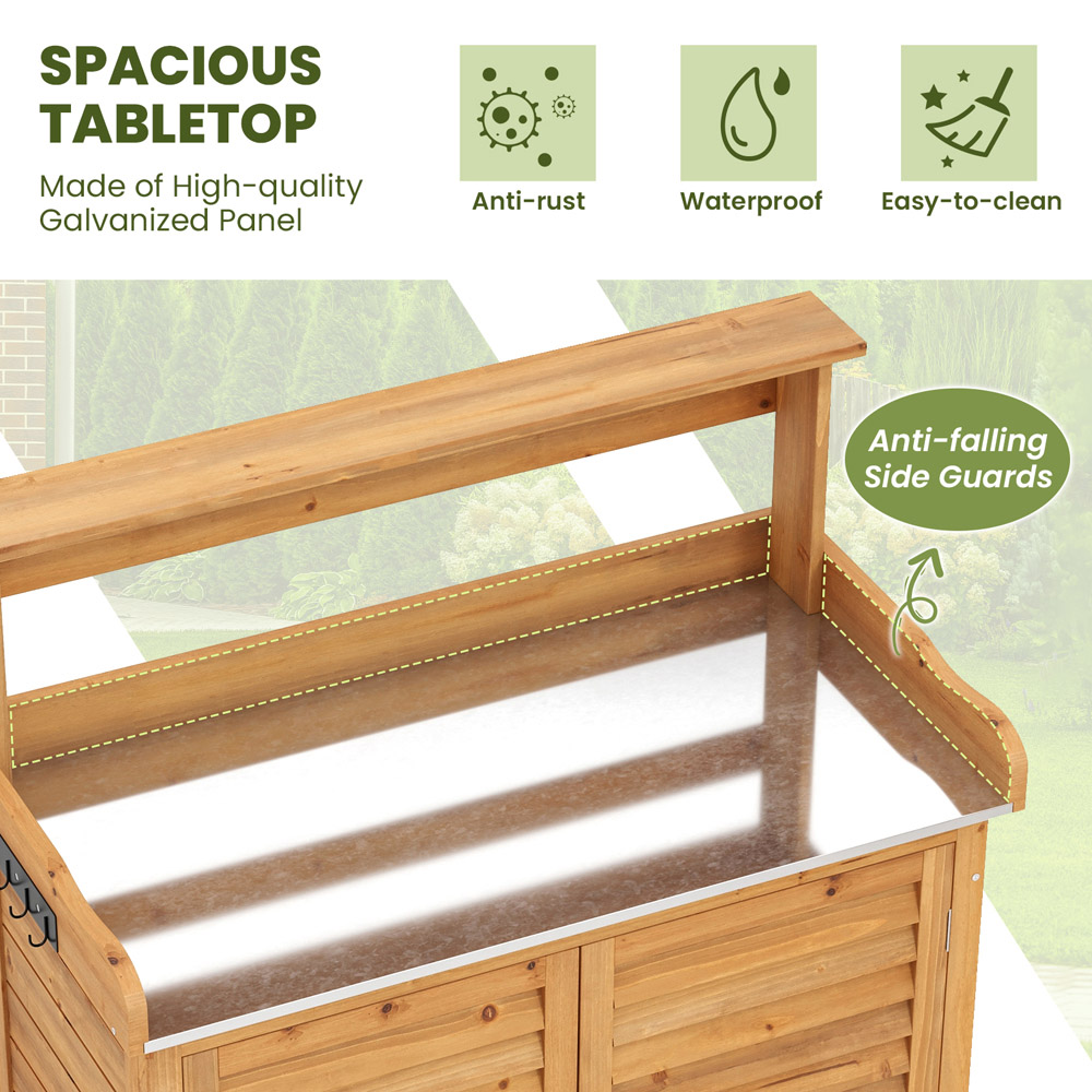 Costway Natural Wooden Storage Cabinet Image 5
