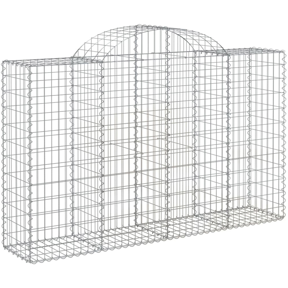 vidaXL Silver Galvanised Iron Arched Gabion Basket 200 x 50 x 120/140cm Image 1