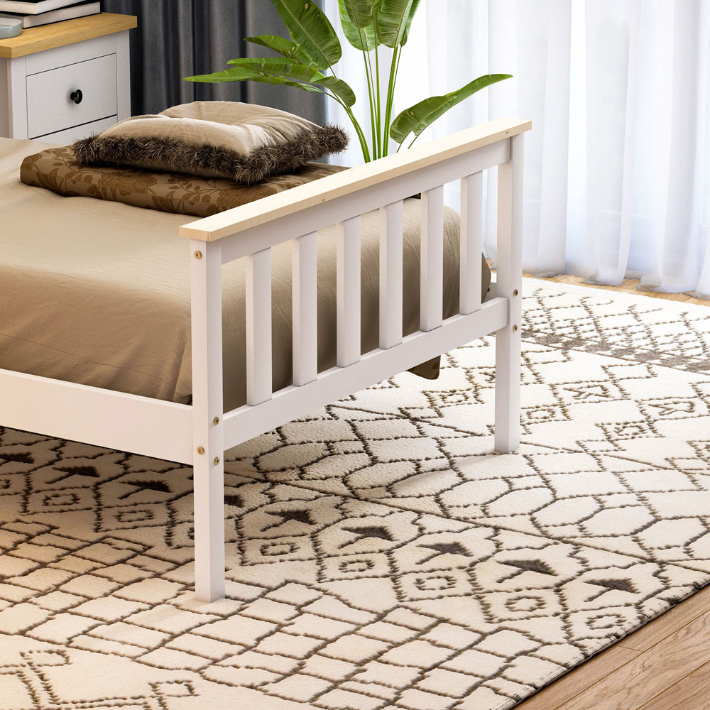 Vida Designs Milan Single White and Pine High Foot Wooden Bed Frame Image 4