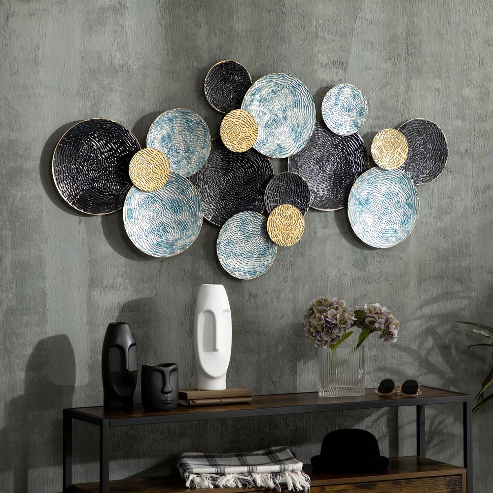Portland Multicolour Minimalist Circle Metal Hanging Wall Art Sculpture Image 2