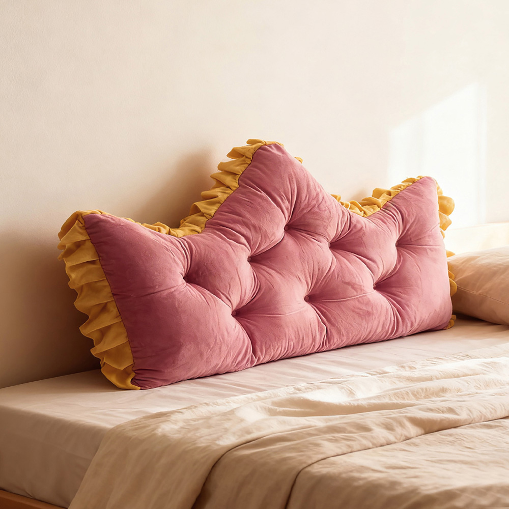 Living and Home Dusty Rose and Mustard Button Tufted Crown Headboard Pillow 50 x 90cm Image 2