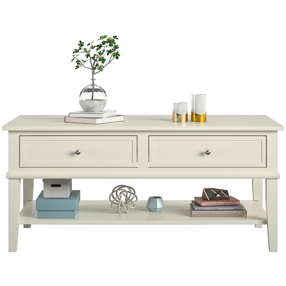 Dorel Franklin 2 Drawer Single Shelf Off White Coffee Table Image 5