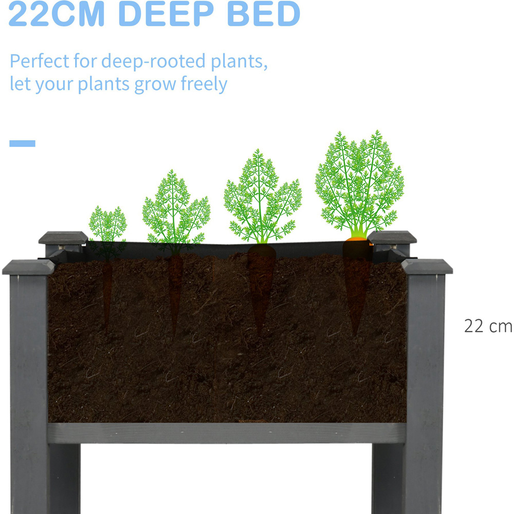 Outsunny Dark Grey Wooden Elevated Raised Garden Bed with Bed Liner 76 x 56.5 x 122.5cm Image 6