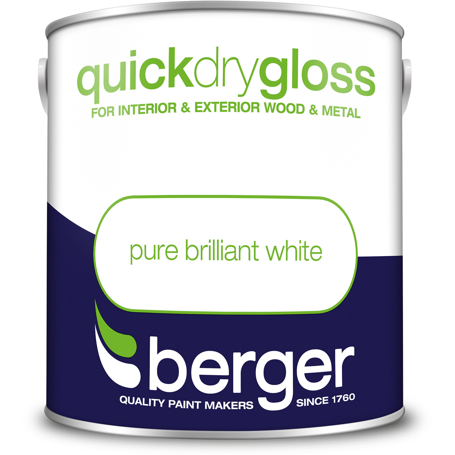 Berger Wood and Metal Pure Brilliant White Quick Dry Gloss Paint 2.5L Image 2