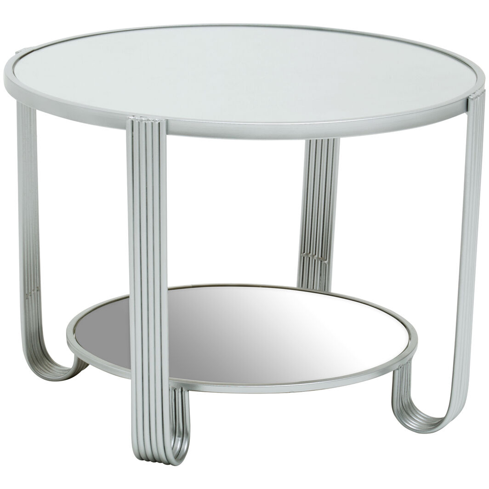 Premier Housewares Jolie Single Shelf Silver Round Coffee Table with Mirrored Top Image 2