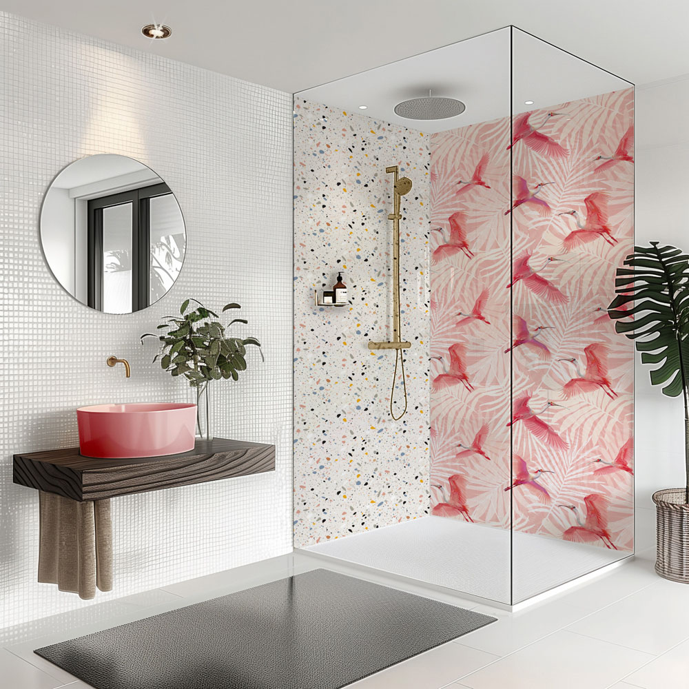Splashbax Premium Artisan Pink Love Acrylic Bathroom Wall Panel 2400 x 900mm Image 3