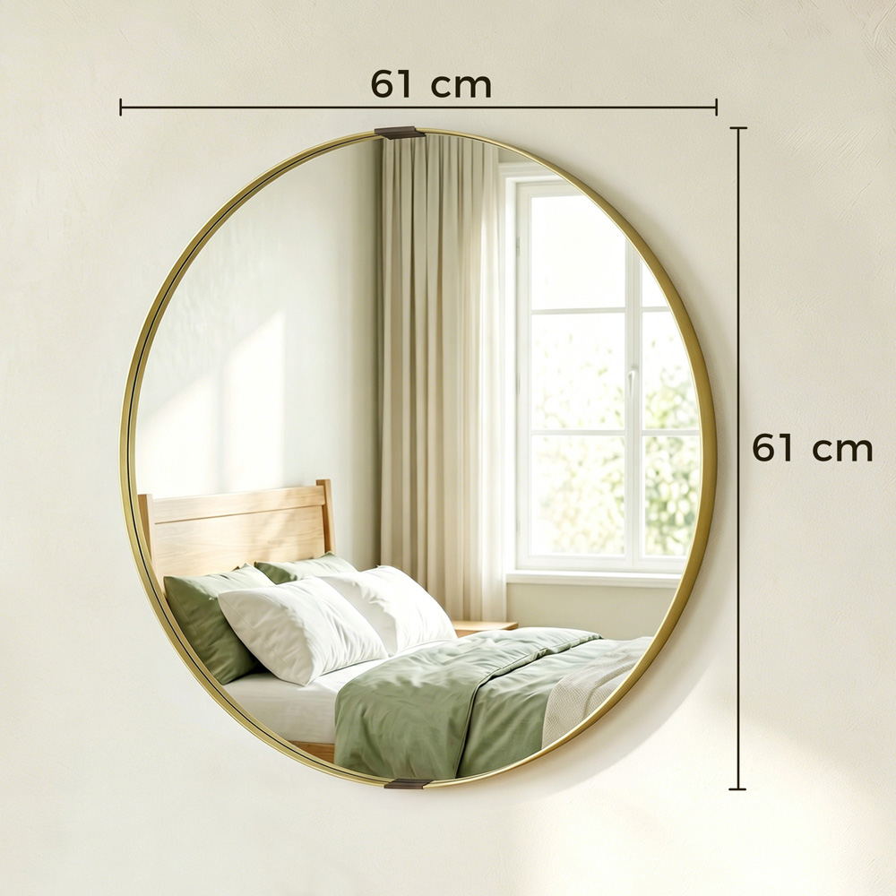 HOMCOM Gold Wall Mounted Bathroom Mirror 61cm Image 9