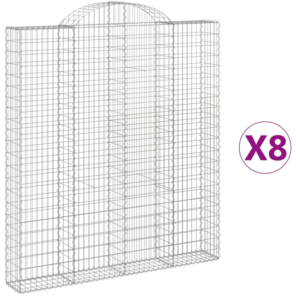 vidaXL Silver Galvanised Iron Arched Gabion Basket 200 x 30 x 220/240cm 8 Pack Image 2
