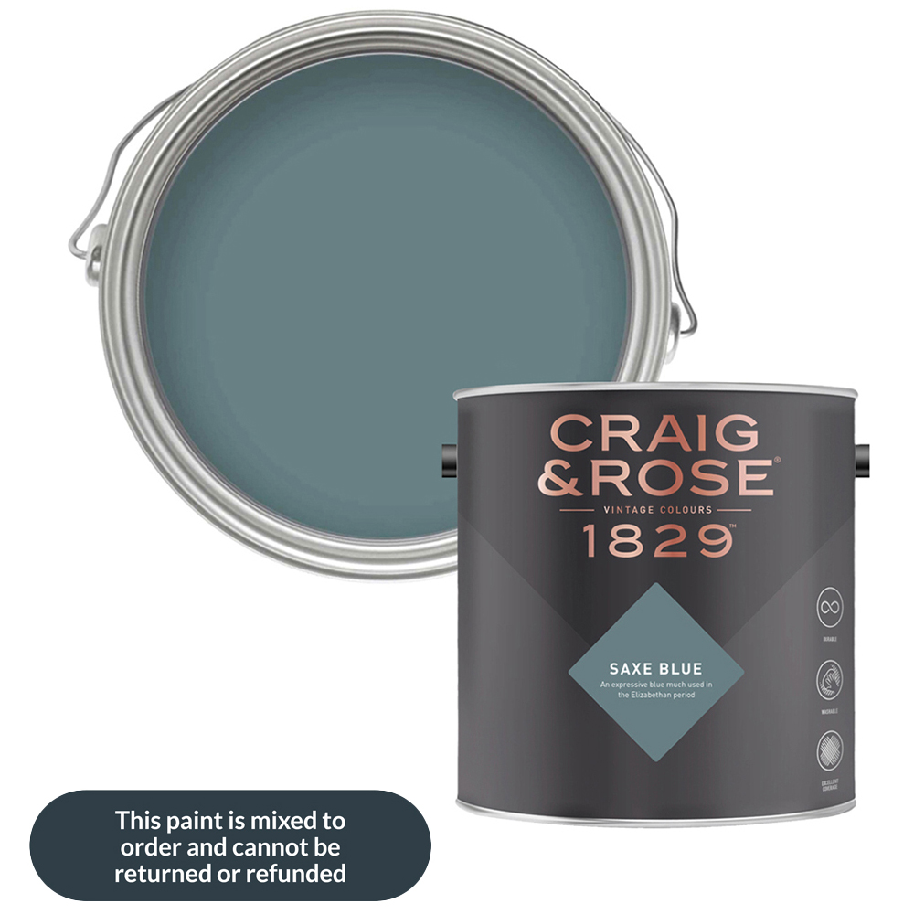 Craig & Rose Walls and Ceilings Saxe Blue Chalky Emulsion Paint 5L Image 1