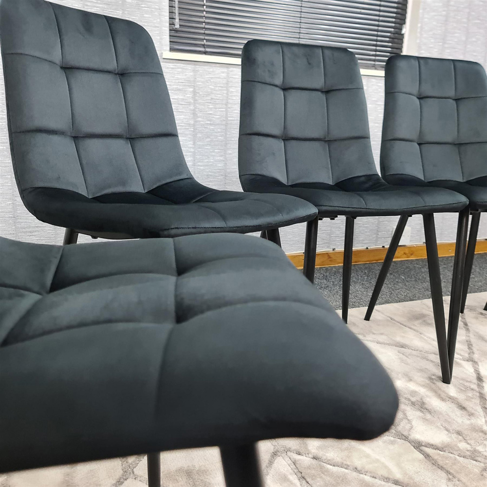 Kosy Koala 6 Seater Wooden Effect Velvet Dining Set Black Image 4