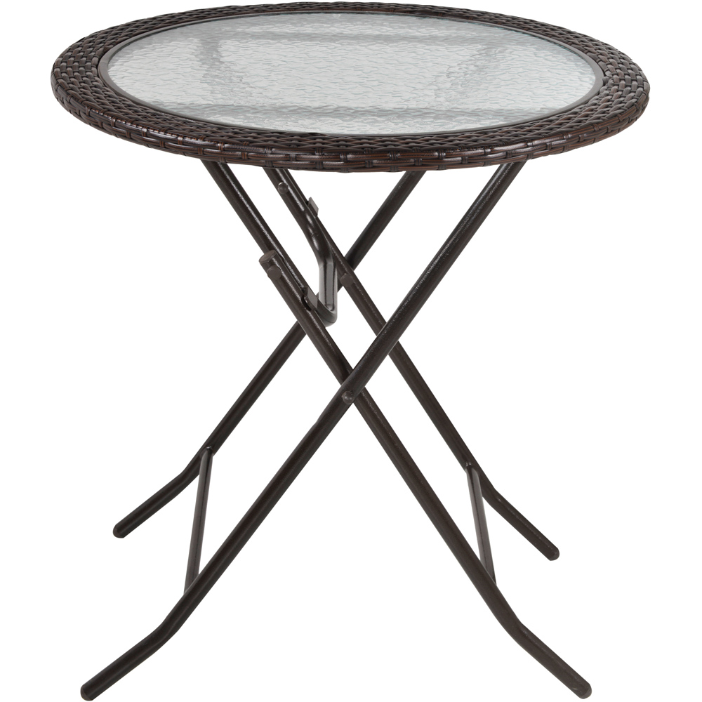 Outsunny Brown Rattan Folding Round Table Image 2