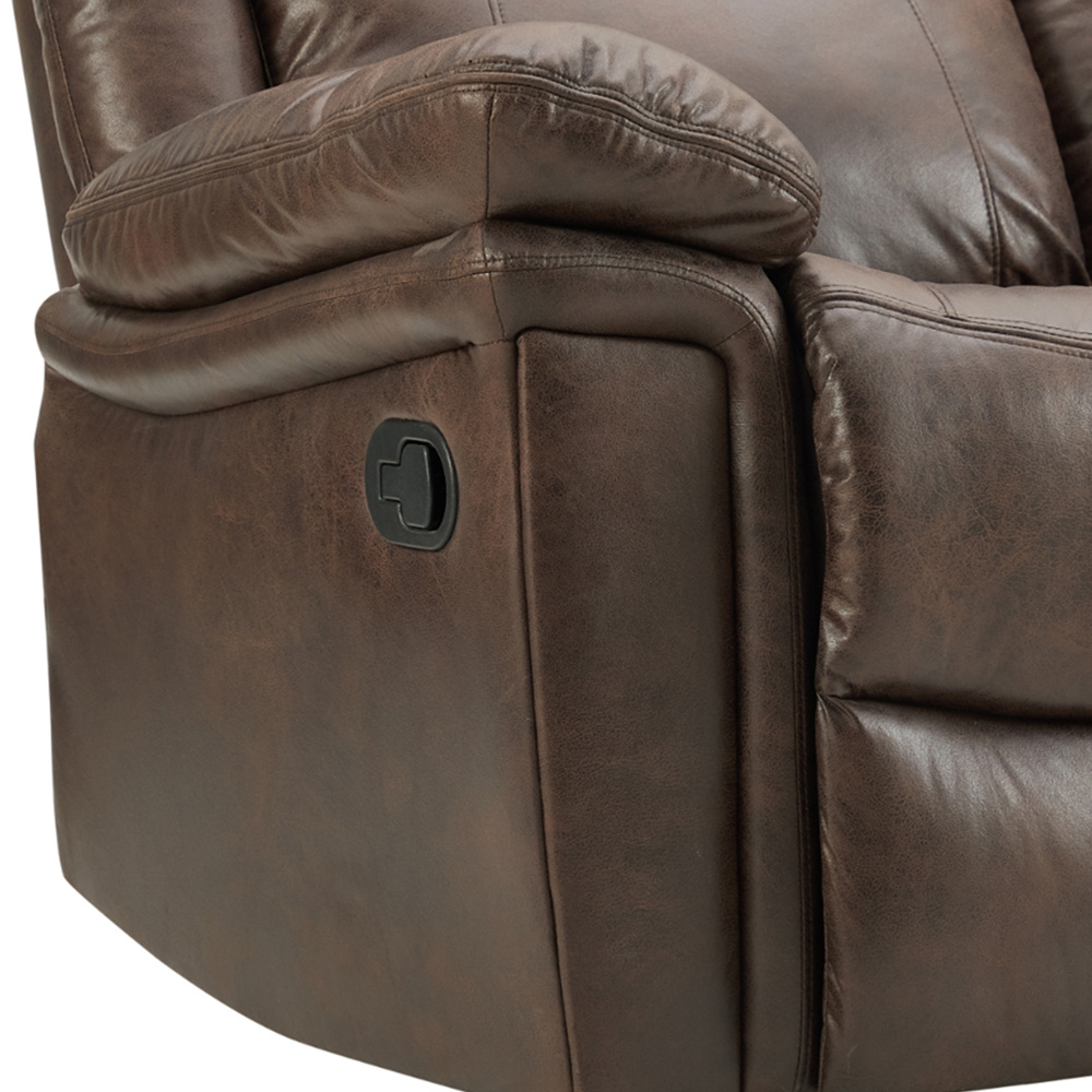 Home Detail Rowan 3 Seater Brown Faux Leather Manual Recliner Sofa Image 7