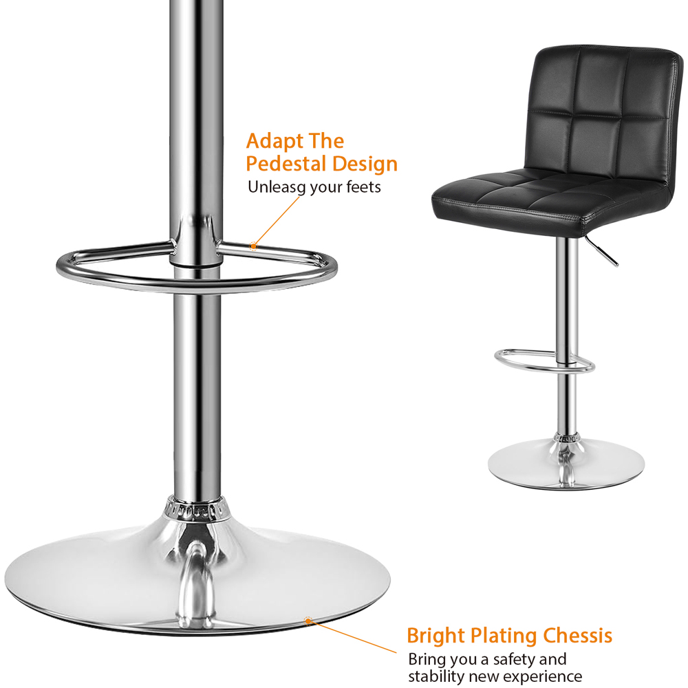 Rattrix Set of 2 Black Leather Height Adjustable Swivel Bar Stools Image 5