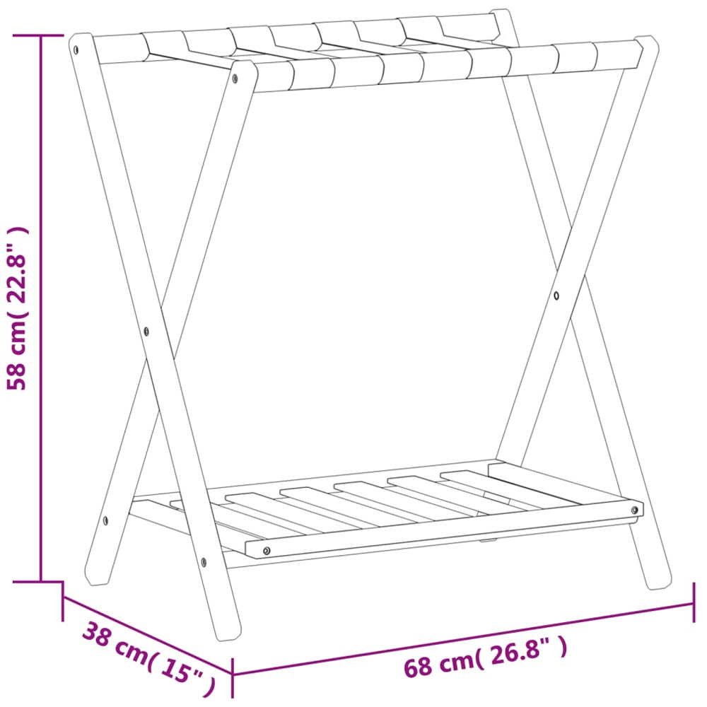 Walplus 2 Shelf Foldable Natural Bamboo Luggage Rack 58 x 68 x 38cm Image 7