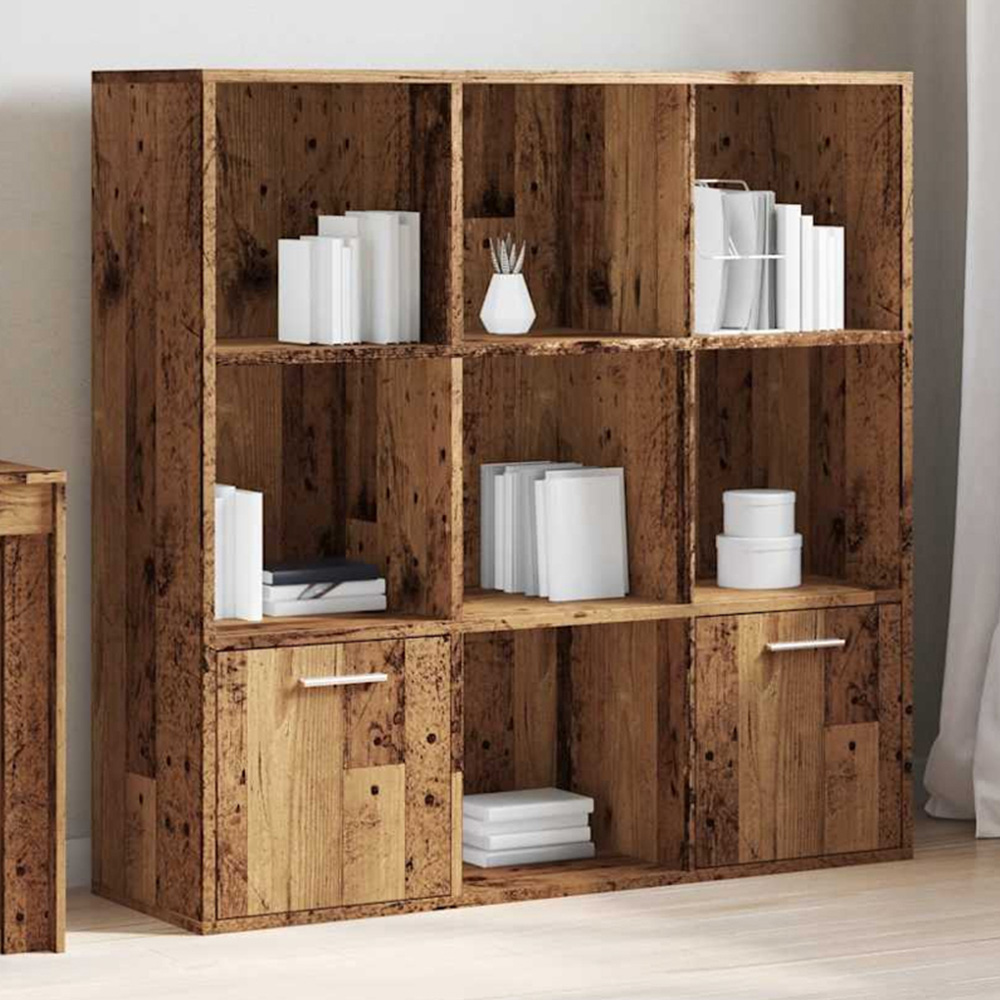 vidaXL 2 Door 7 Open Shelf Old Wood Storage Cabinet Image 1