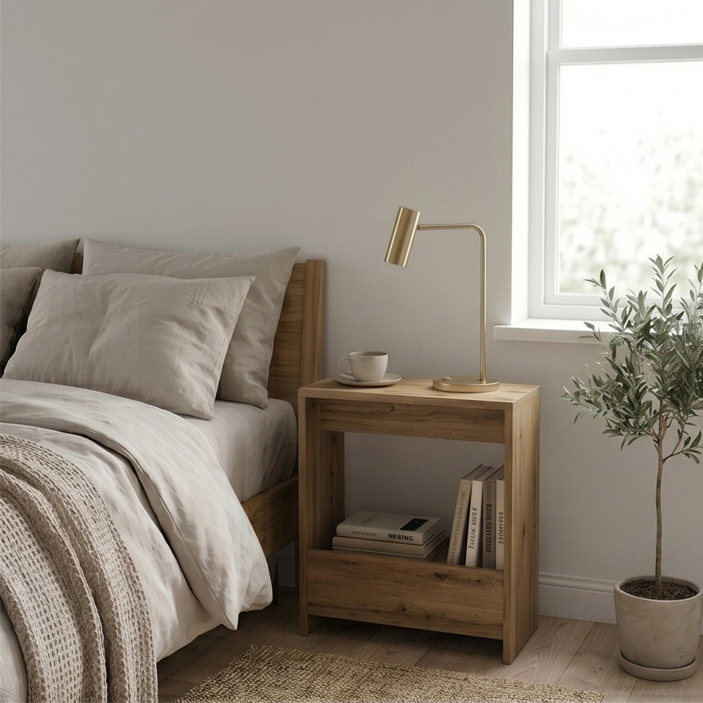 Shefa Line Focus Single Shelf Wotan Oak Slim Side Table Image 3