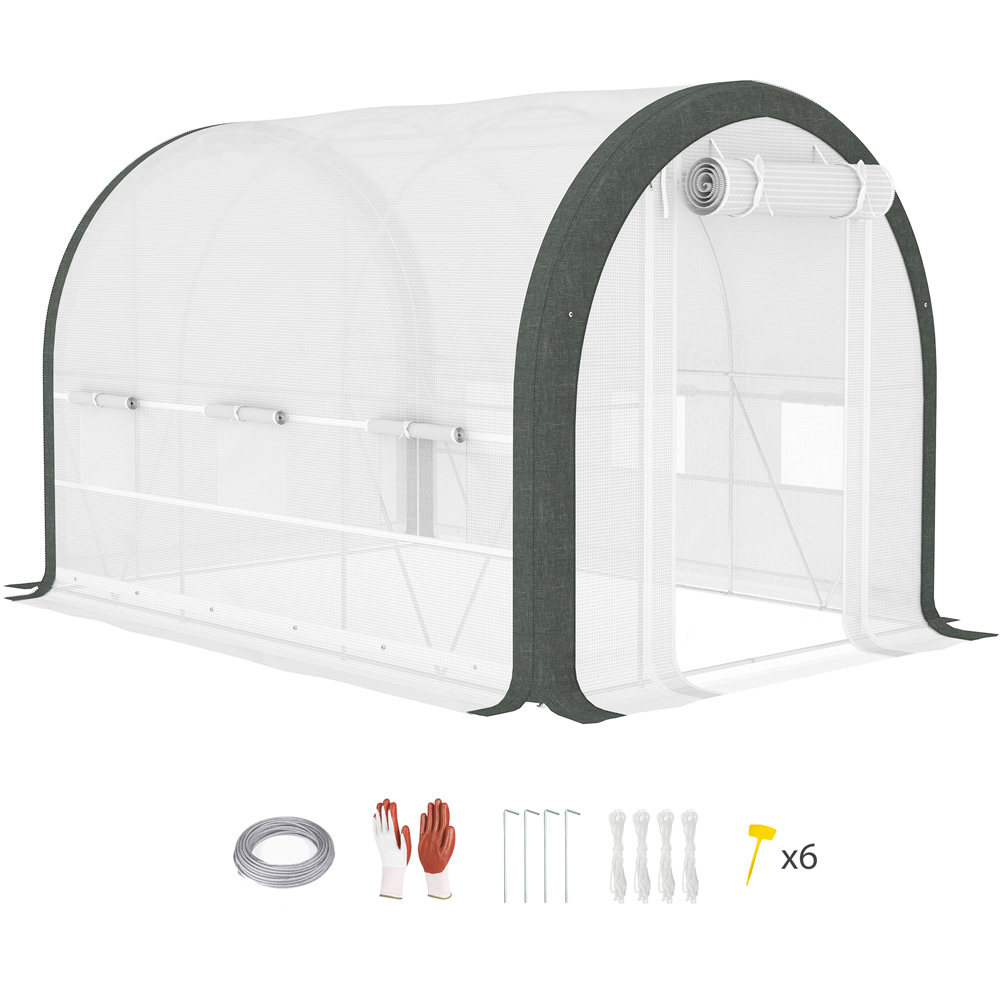 Outsunny 6.5 x 9.7ft Walk-in Tunnel Greenhouse with Mesh Door and Window Image 3