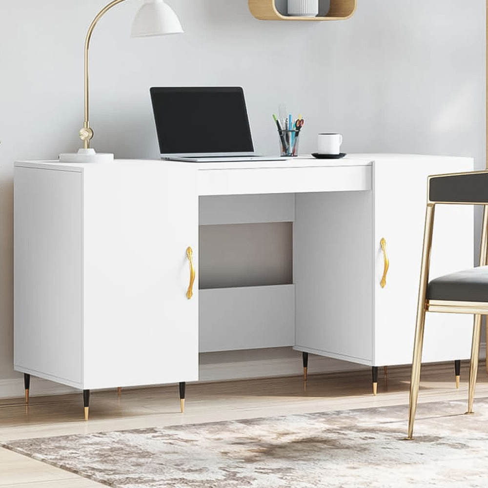 vidaXL 2 Door Computer Desk White Image 1