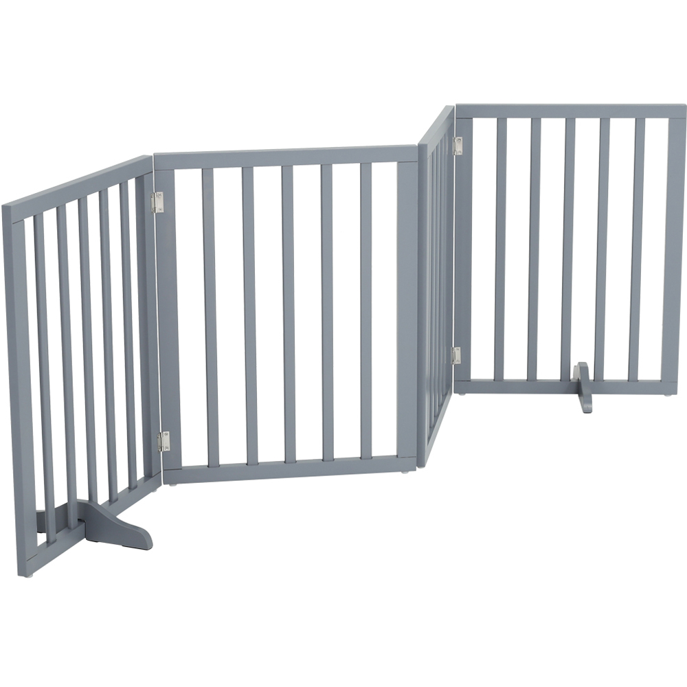 H&O Direct 4 Panel Wooden Foldable Freestanding Pet Gate Image 2