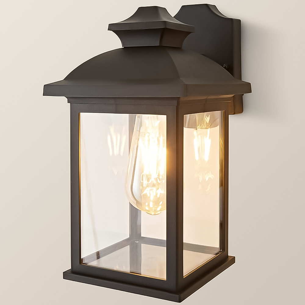 ValueLights Leo Matte Black Traditional Lantern LED Wall Light Image 4