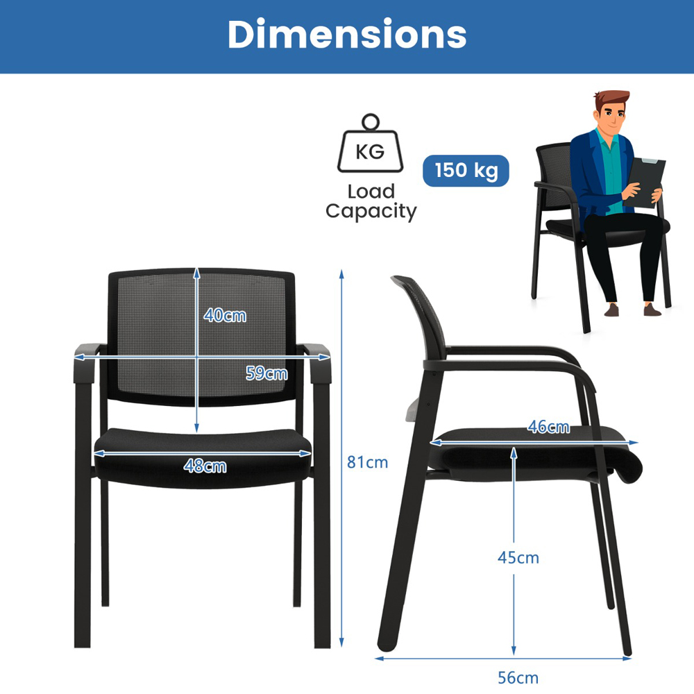 Costway Set of 2 Black Office Chair Image 9